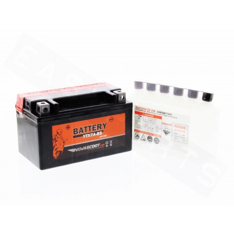 Battery NOVASCOOT YTX7A-BS 12V-6Ah MF (maintenance free, with acid)