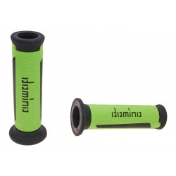 Handlebar grip set Domino A350 on - road Green - Black open end grips
