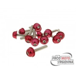 Hexagon socket screw set - anodized aluminum screw head red - 12 pcs - M5x30