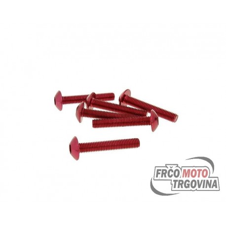 Vijci za plastike inbus glava - eloksirani aluminij crveni set od 6 komada - M5x30