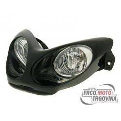 Headlight dual optics halogen Black for Yamaha Aerox , MBK Nitro - E-marked