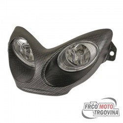 Headlight dual optics halogen Carbon for Yamaha Aerox , MBK Nitro - E-marked