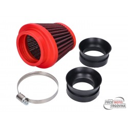 Air filter Malossi Red Filter E18 Racing 42 / 50 / 60mm straight red-black for Dellorto PHBH, Mikuni, Keihin carburetors