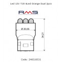 Bulb ORANGE  Led 12V T20 6Led  RMS