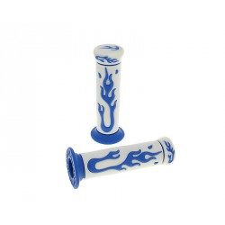 Handlebar rubber grips set Flame White - Blue