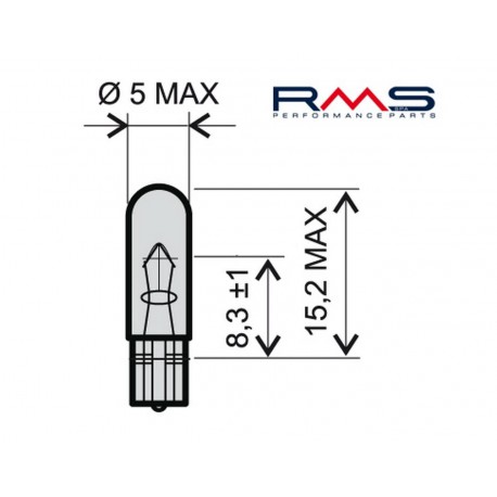 Žarnica RMS - 12V 1,2W, W1,2W T5 -bela